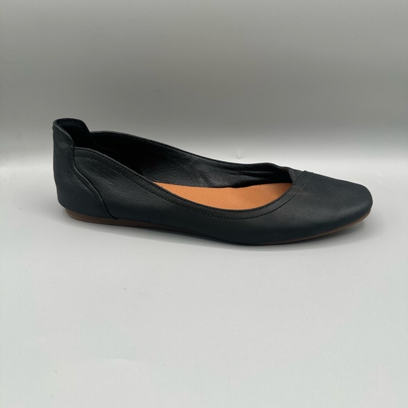 Lucky Brand Arin Ballet Flats Women 8M Black Slip On Leather Square Toe - Picture 2 of 9